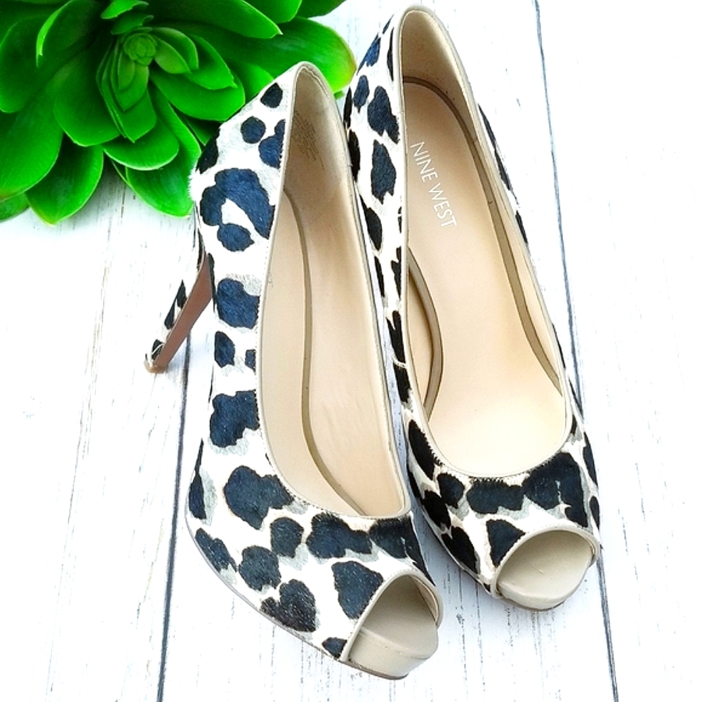 Nine West Leopard Peeptoe Hidden Platform SZ|10